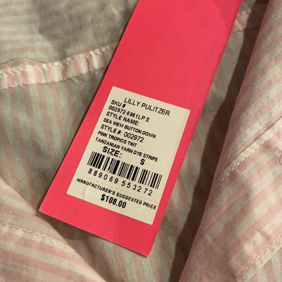 NWT pink and white Lily Pulitzer button down - Picture 3 of 3